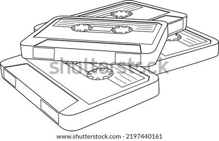 A Hand-drawn sketch of a stack of 80s cassette tapes! This sketch is vectorized and ready to use within your business!