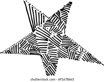 Hand-drawn sketch stars design. Vector illustration. Template for greeting card, postcard, print.