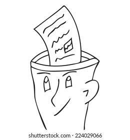 hand-drawn sketch of a student's head learning document