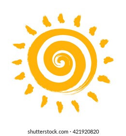 Handdrawn sketch of sun isolated on white
