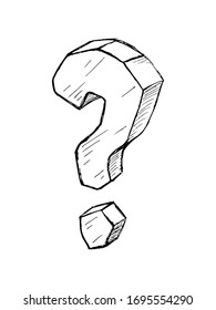 Dibujo hecho a mano de un signo de interrogación tridimensional.