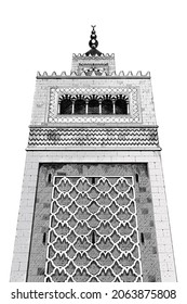 A hand-drawn sketch (using a digital pencil and brush) of the top of minaret of the Al-Zaytuna Mosque (the Mosque of Olive) in Tunis, Tunisia. Islamic architecture 