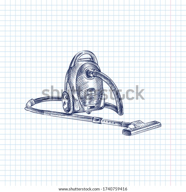 Handdrawn Sketch Vacuum Cleaner On White Stock Vector (Royalty Free