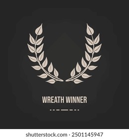 Hand-drawn sketch of the winner's wreath on a dark background. Vector