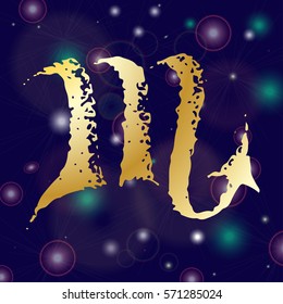 Hand-drawn sketch zodiac Scorpio web icon. Vector illustrations Black on white background