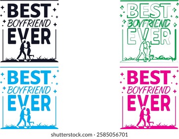 Hand-drawn sketches, best boyfriend ever text, stick figure couples, multiple color variations, simple line art, minimalist illustration style, monochrome designs, text and image combination, casual r