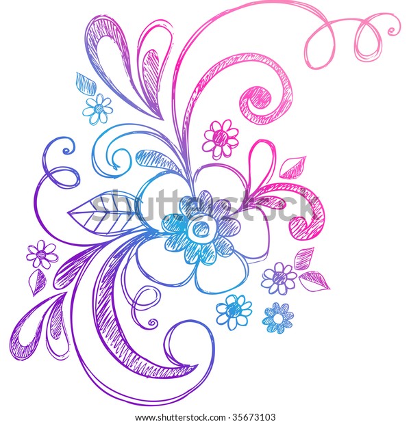 Handdrawn Sketchy Doodle Flower Vines Vector Stock Vector (Royalty Free ...