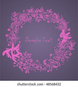 Hand-Drawn Sketchy Notebook Doodle Flower and Swirl Vector Illustration