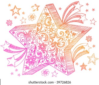 Hand-Drawn Sketchy Notebook Doodle Star Vector Illustration