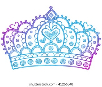 Hand-Drawn Sketchy Royalty Queen Crown Notebook Doodles Vector Illustration