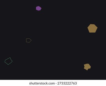Hand-drawn sketchy shapes floating on a dark textured background, minimalist design with muted colors and geometric patterns
