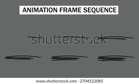 Hand-Drawn Sketchy Underline Animation Frame Sequence. 2D Simple Swish and Emphasis Element. Doodle Style Line Forming Motion Graphic.