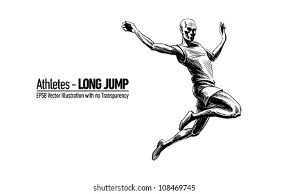 Hand-drawn Sketchy Vector Illustration of Athletic Games Sportsman | Long Jump