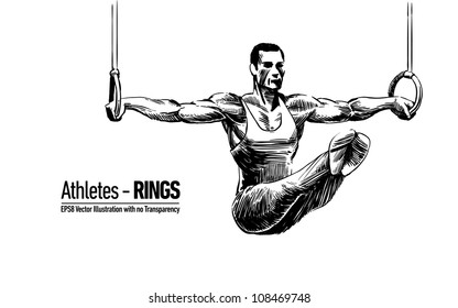 Hand-drawn Sketchy Vector Illustration of Gymnastics Sportsman | Rings