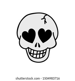 Hand  drawn skull doodle  Vector illustration  Very cute Skull romance