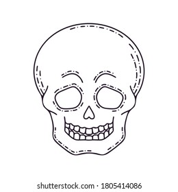 Hand-drawn Skull of a human head. Mystical vector illustration for Halloween. Beautiful icon in the style of cartoon for the autumn holiday Halloween.
