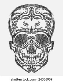 Hand-drawn skull illustration. Vector image.