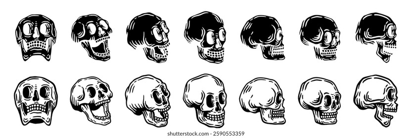 Hand-Drawn Skull Illustrations Vector Set