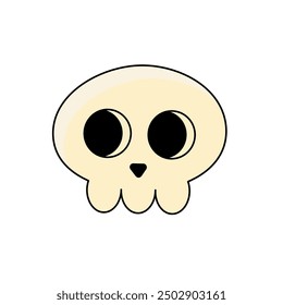 Hand-drawn skull in kawaii style. Illustration for the Halloween holiday