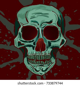 Hand-drawn Skull vector illustration with stains in the background