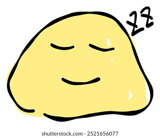 A hand-drawn sleeping face emoji. Features a simple and cute yellow-based design. Stylish and versatile for various scenes.