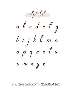 Hand-drawn small cursive thin English 
 alphabet. Vector font isolated on white.