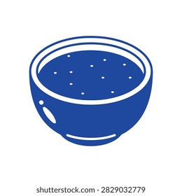 Hand-drawn small dipping bowl filled with Japanese soy sauce or tare sauce.