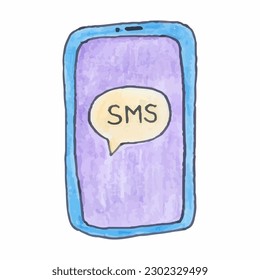 smartphone dibujado a mano sobre fondo blanco. Ilustración vectorial simple aislada en fondo blanco