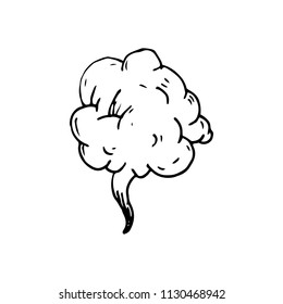 Handdrawn smoke cloud doodle icon. Hand drawn black sketch. Sign cartoon symbol. Decoration element. White background. Isolated. Flat design. Vector illustration.