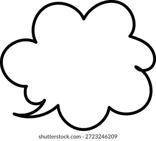 Hand-drawn smokey speech bubble (black line, no fill)