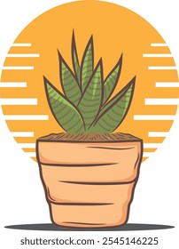Hand-drawn Snake plants illustration on a beautiful soft color background