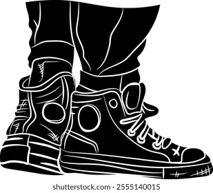 Hand-drawn sneakers silhouette, Illustration vector