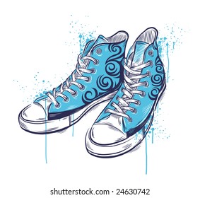 Hand-drawn sneakers. Vector illustration.