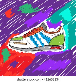 Hand-drawn sneakers. Vector illustration