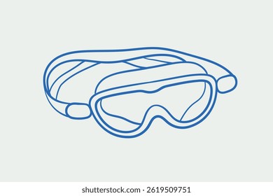 Hand-drawn snorkel mask Illustration. Line art, ink, minimalist style. Vector illustration. Summer collection.