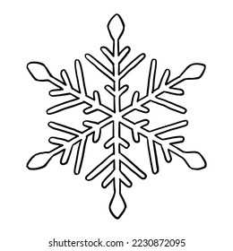 Copo de nieve dibujado a mano sobre fondo blanco
