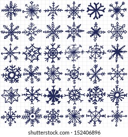 copos de nieve dibujados a mano