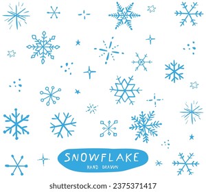 hand-drawn snowflakes set. black set