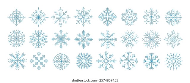 Hand-Drawn Snowflakes Vector Illustrations Set