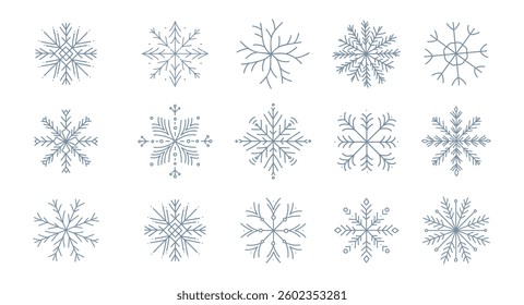 Hand-Drawn Snowflakes Vector Illustrations Set