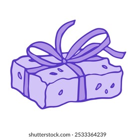 jabón dibujado a mano envuelto en cinta para su uso en envases cosméticos, anuncios de spa, blogs para el cuidado de la piel o ideas de regalo de bricolaje. Vector doodle ilustración de color aislado en blanco