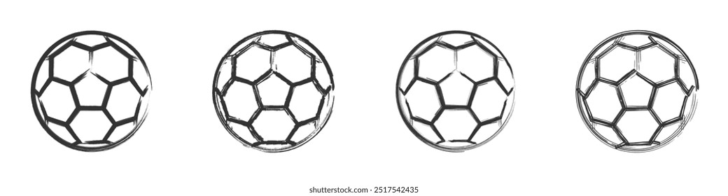 Hand-drawn soccer ball icon with a sketch style. Perfect for sports, football branding, or team logos. Vector illustration.