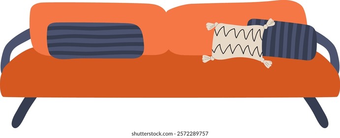 Handdrawn Sofa With Pillows Vector Illustration