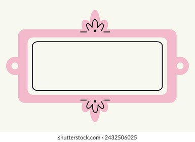 Hand-drawn soft pink frame. Elegant rectangular retro frame. Art gallery objects. Vector in modern minimalist style. Vintage frames decorated with lines and dots.