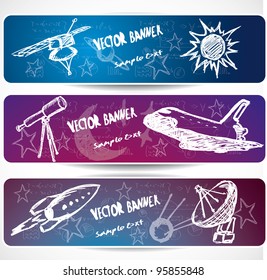 hand-drawn space banners