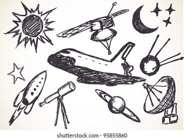 hand-drawn space symbols