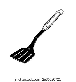 Espátula puxada à mão. Estilo de arte de linha vintage, ilustração vetorial isolado no fundo branco.