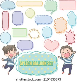 Globos de habla hechos a mano y hombres y mujeres lindos.