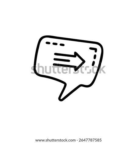 Handdrawn Speech Bubble with Arrow Dots on Background Communication Concept right