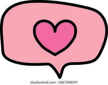 Hand-Drawn Speech Bubble with Heart: Expressive Doodle Art for Love and Communication